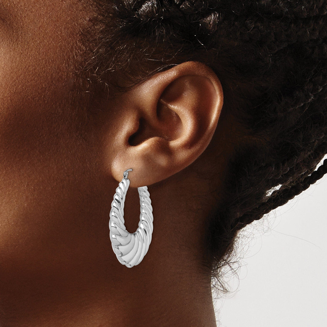 Lovely Rita's Earrings Sterling Silver Fancy Shrimp Hoop Earrings