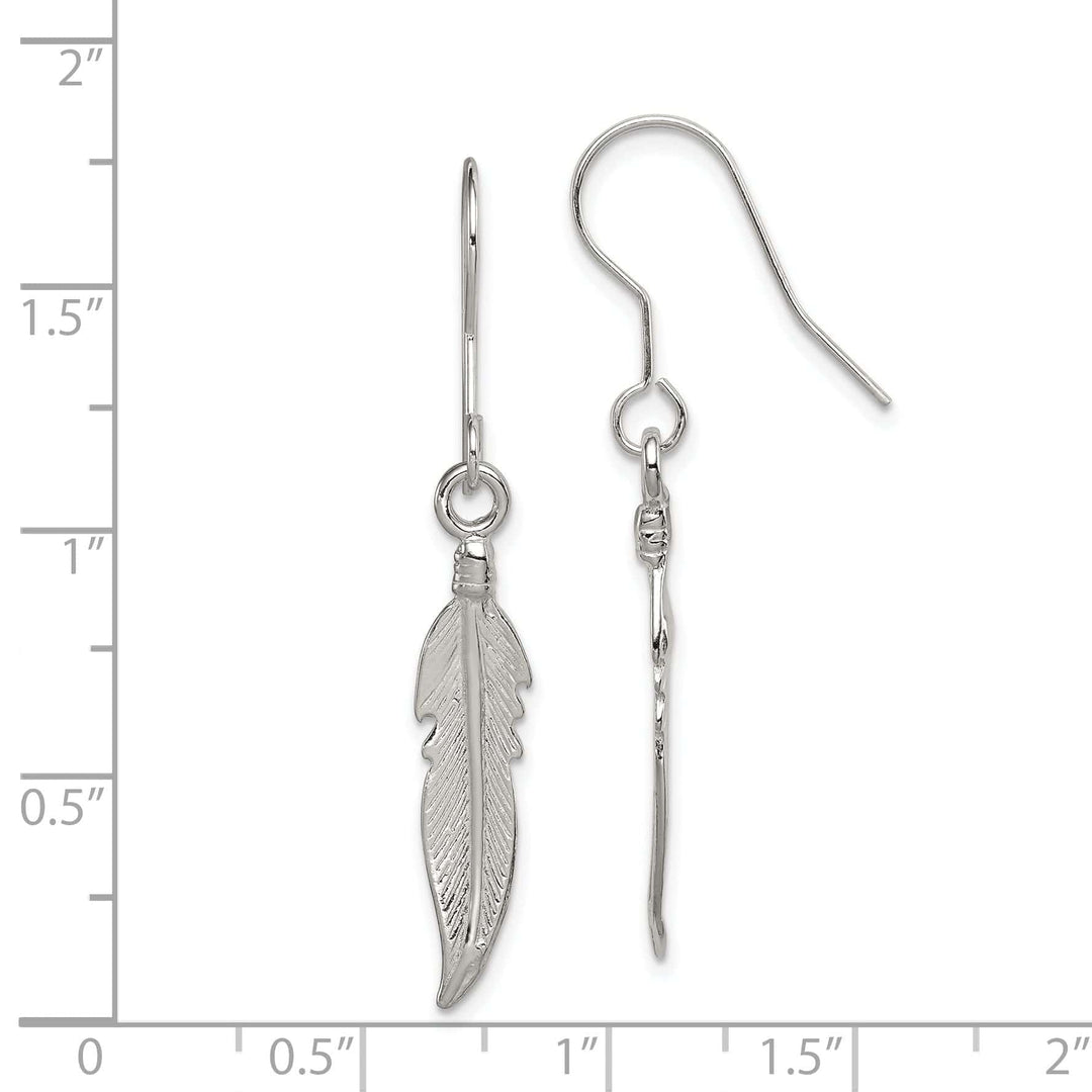 Lovely Rita's Earrings Sterling Silver Feather Dangle Hook Earrings