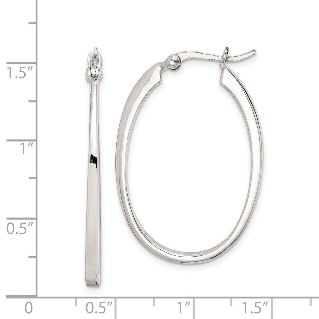 Lovely Rita's Earrings Sterling Silver Flat Square Tube Oval Hoop Earring