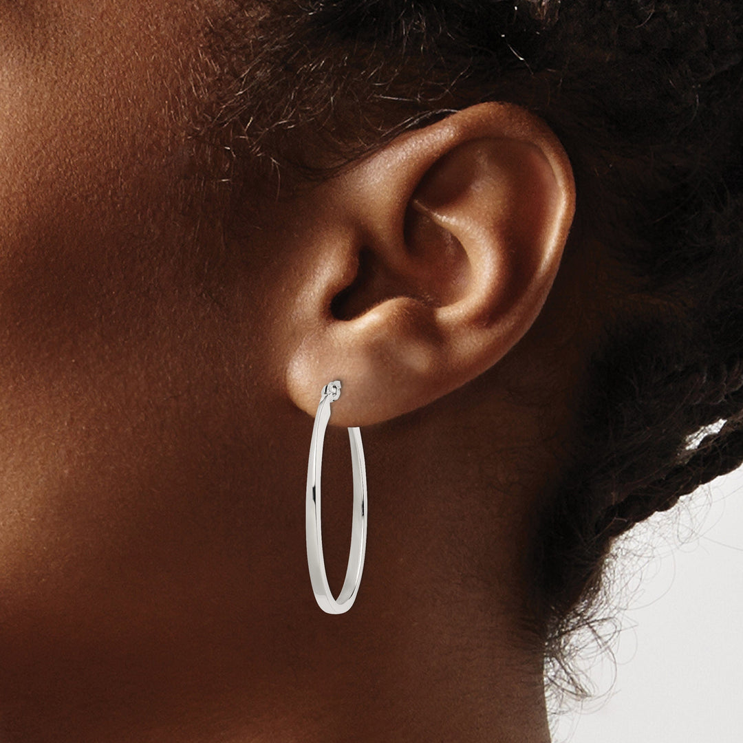 Lovely Rita's Earrings Sterling Silver Flat Square Tube Oval Hoop Earring