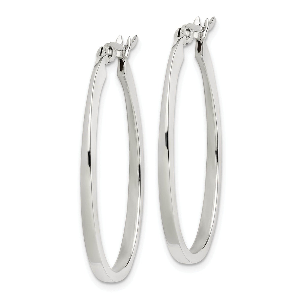 Lovely Rita's Earrings Sterling Silver Flat Square Tube Oval Hoop Earring