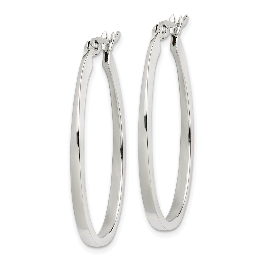 Lovely Rita's Earrings Sterling Silver Flat Square Tube Oval Hoop Earring