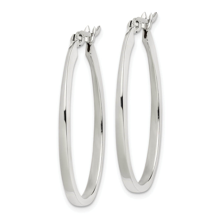 Lovely Rita's Earrings Sterling Silver Flat Square Tube Oval Hoop Earring