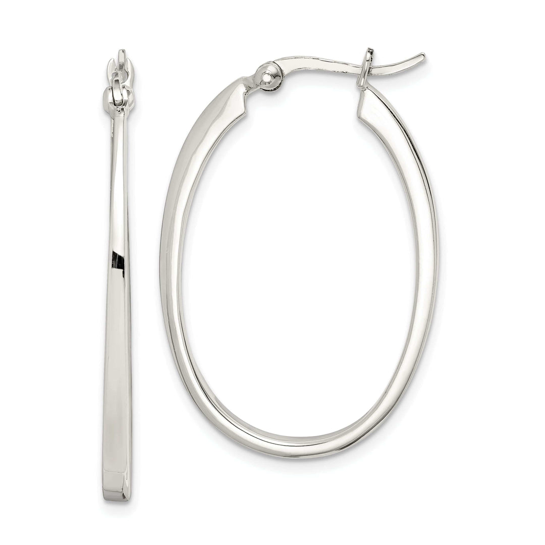 Lovely Rita's Earrings Sterling Silver Flat Square Tube Oval Hoop Earring