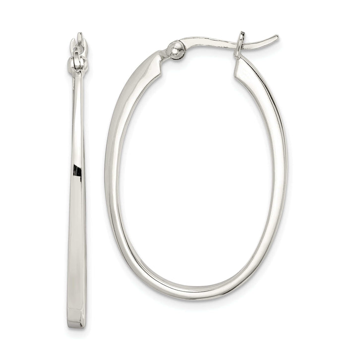 Lovely Rita's Earrings Sterling Silver Flat Square Tube Oval Hoop Earring