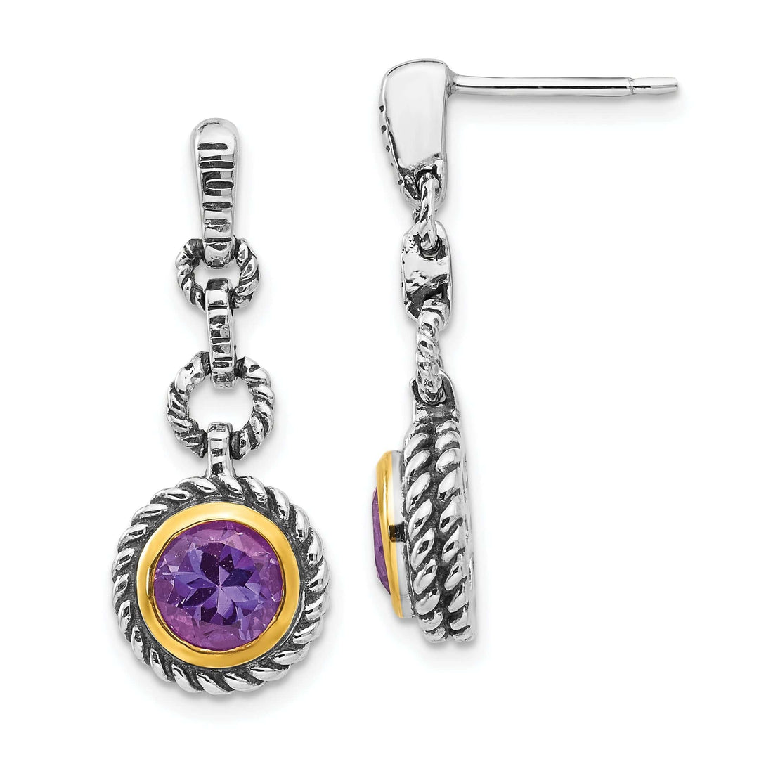 Shey Couture Earrings Sterling Silver Gold 1.50 Amethyst Earrings