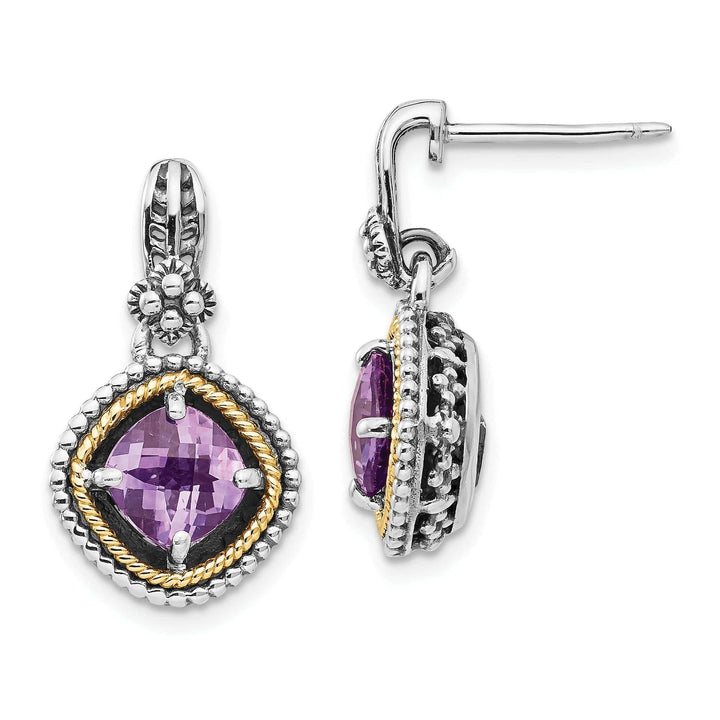 Shey Couture Earrings Sterling Silver Gold Amethyst Earrings