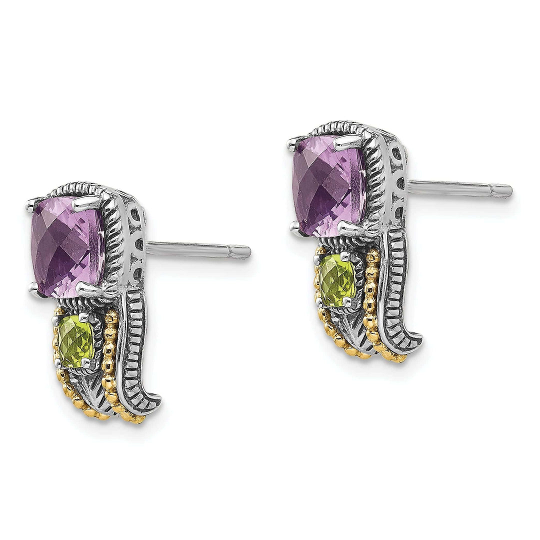 Shey Couture Earrings Sterling Silver Gold Amethyst Peridot Earrings