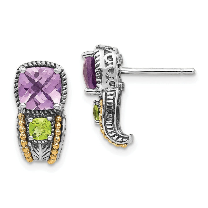 Shey Couture Earrings Sterling Silver Gold Amethyst Peridot Earrings
