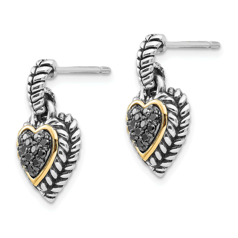 Shey Couture Earrings Sterling Silver Gold Black Heart Earrings