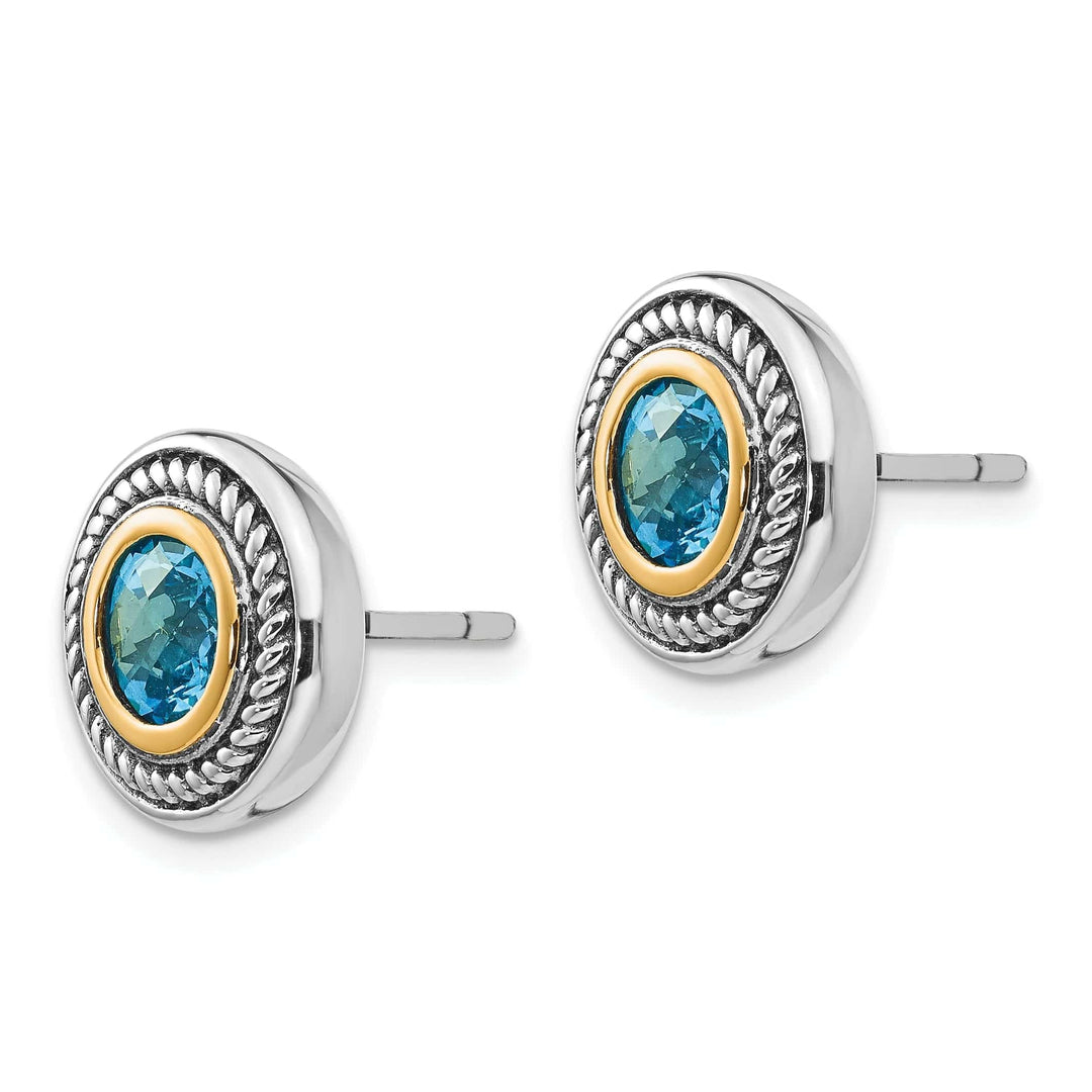 Shey Couture Earrings Sterling Silver Gold Blue Topaz Earrings