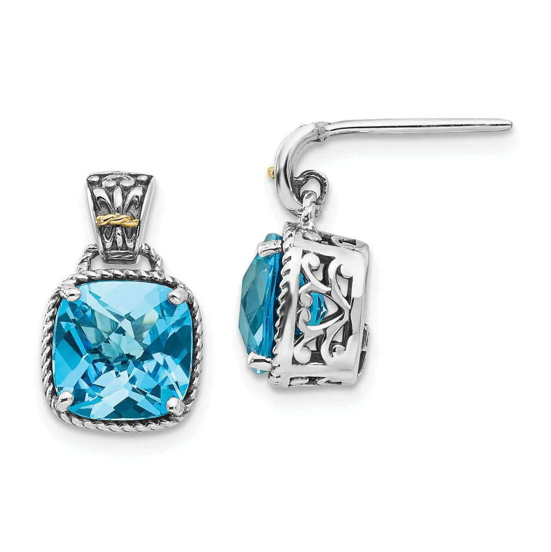 Shey Couture Earrings Sterling Silver Gold Blue Topaz Earrings