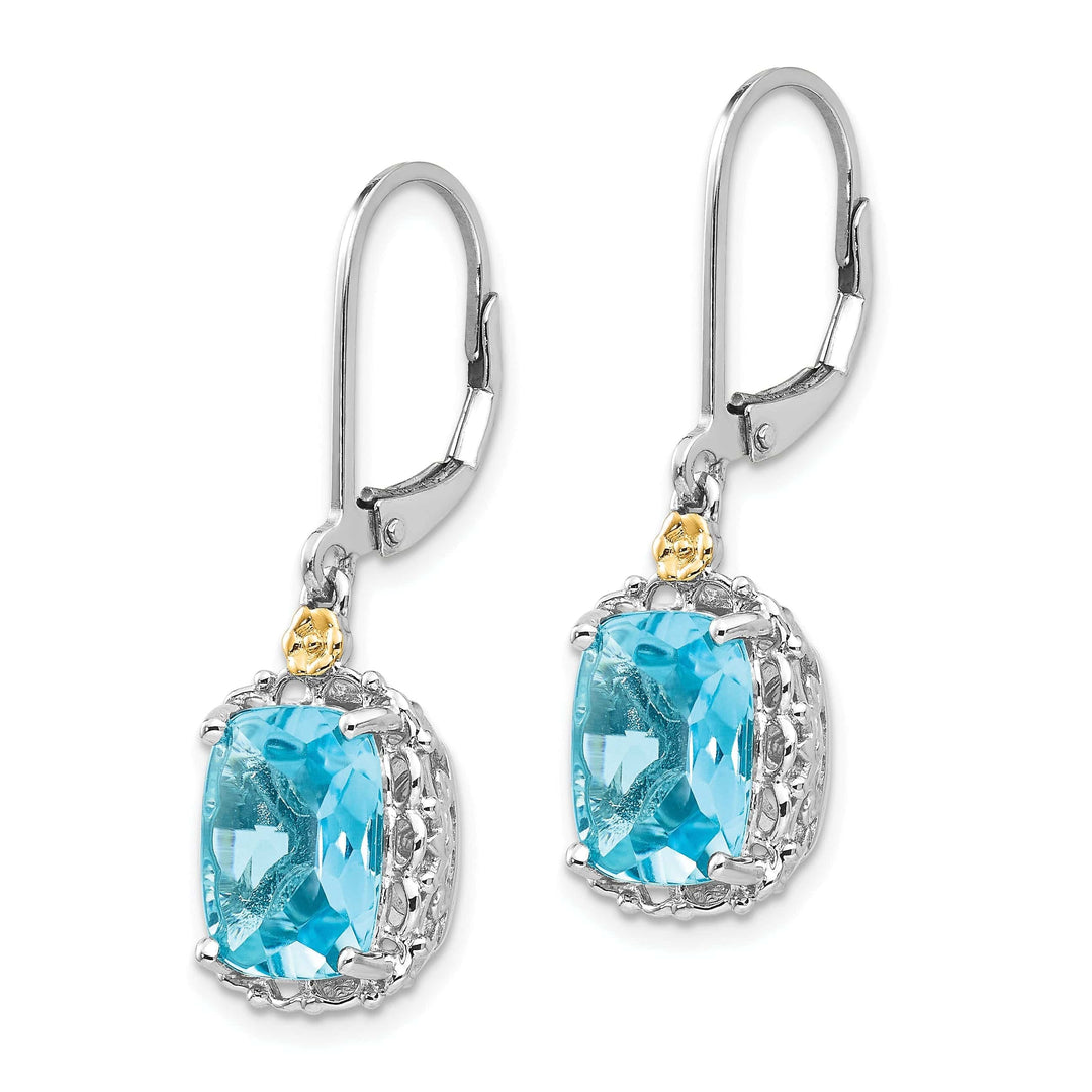 Shey Couture Earrings Sterling Silver Gold Blue Topaz Earrings