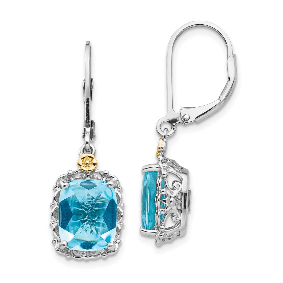 Shey Couture Earrings Sterling Silver Gold Blue Topaz Earrings