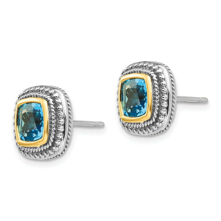 Shey Couture Earrings Sterling Silver Gold Blue Topaz Earrings