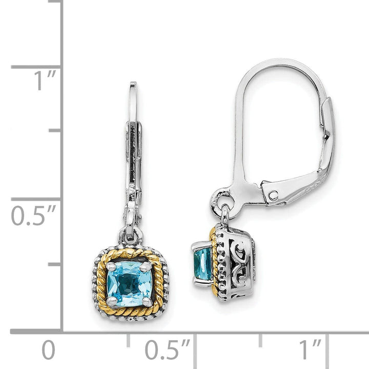 Shey Couture Earrings Sterling Silver Gold Blue Topaz Earrings