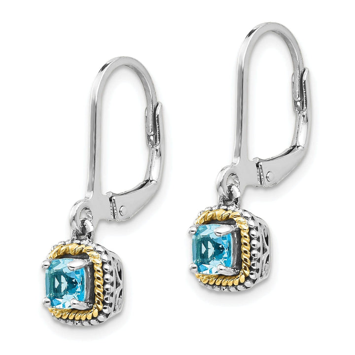 Shey Couture Earrings Sterling Silver Gold Blue Topaz Earrings