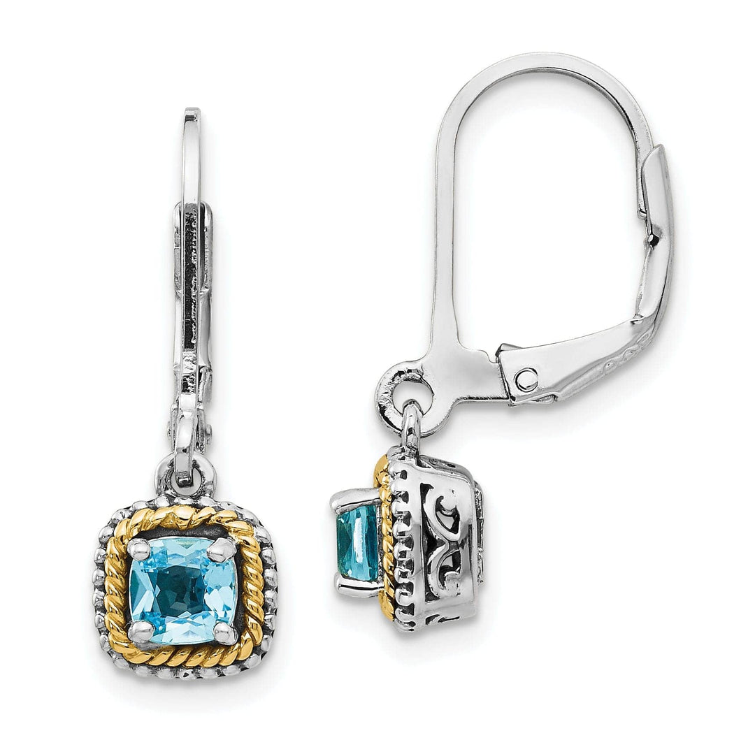 Shey Couture Earrings Sterling Silver Gold Blue Topaz Earrings