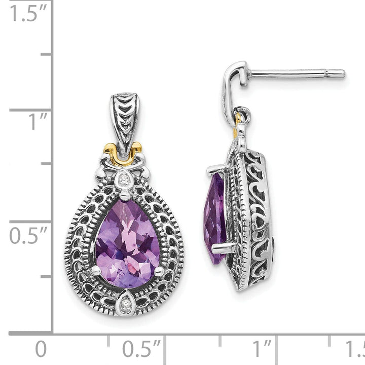 Shey Couture Earrings Sterling Silver Gold Diamond Amethyst Earrings