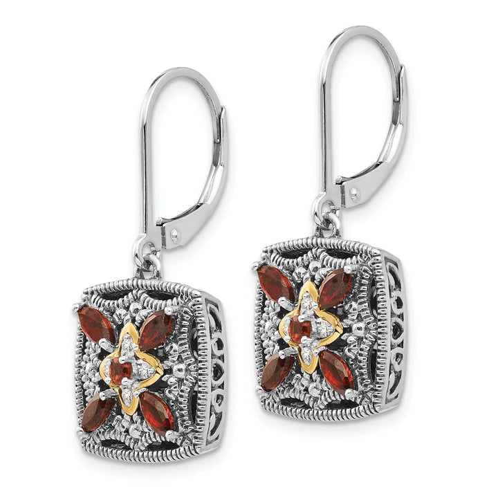Shey Couture Earrings Sterling Silver Gold Diamond Garnet Earrings