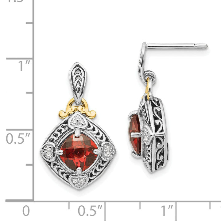 Shey Couture Earrings Sterling Silver Gold Diamond Garnet Earrings