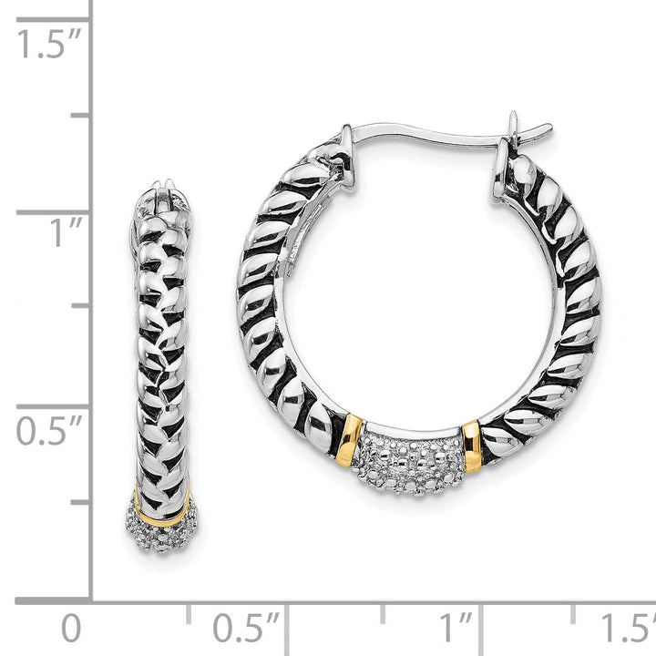 Shey Couture Earrings Sterling Silver Gold Diamond Hoop Earrings