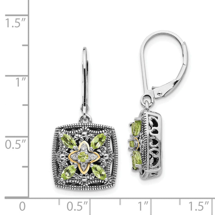 Shey Couture Earrings Sterling Silver Gold Diamond Peridot Earrings