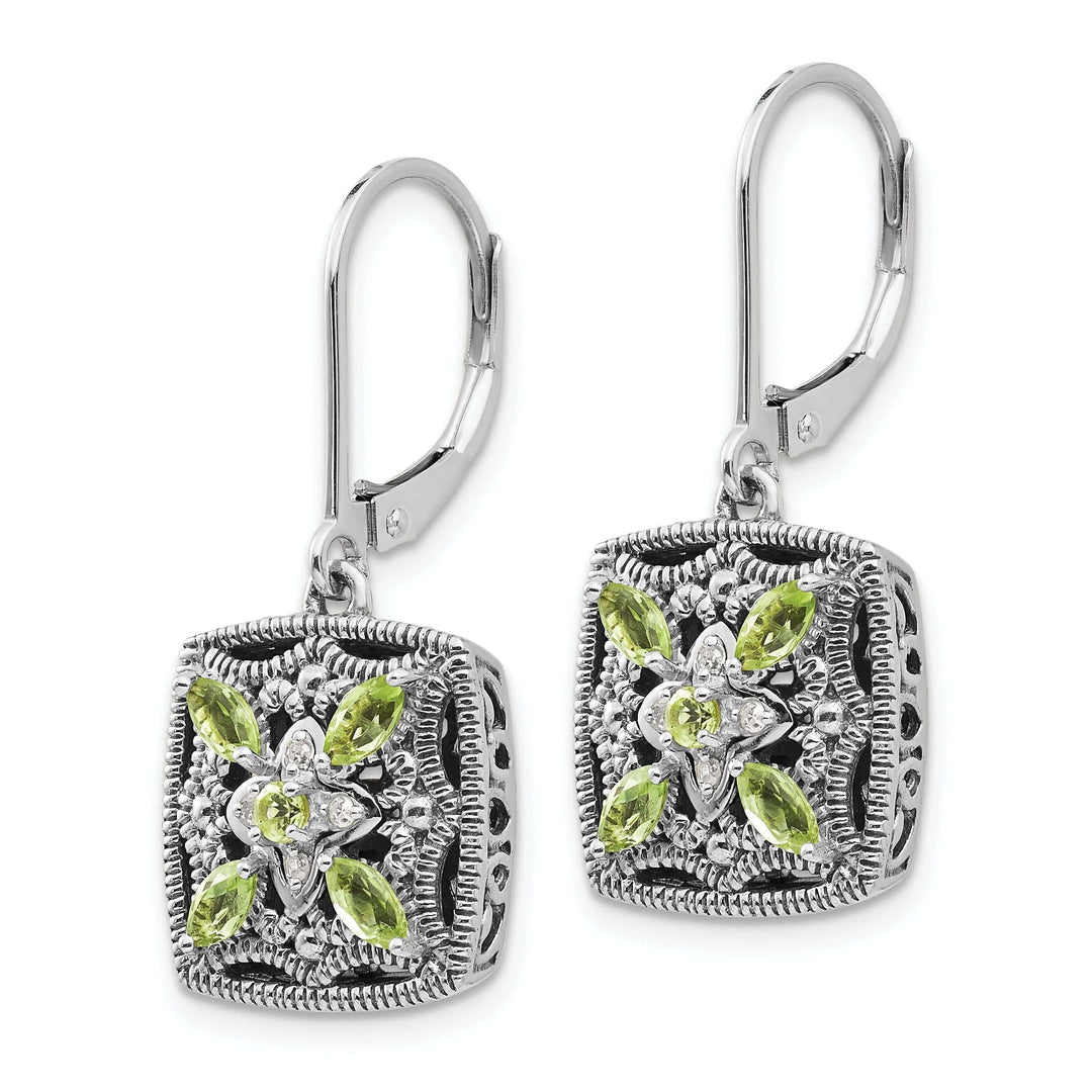 Shey Couture Earrings Sterling Silver Gold Diamond Peridot Earrings