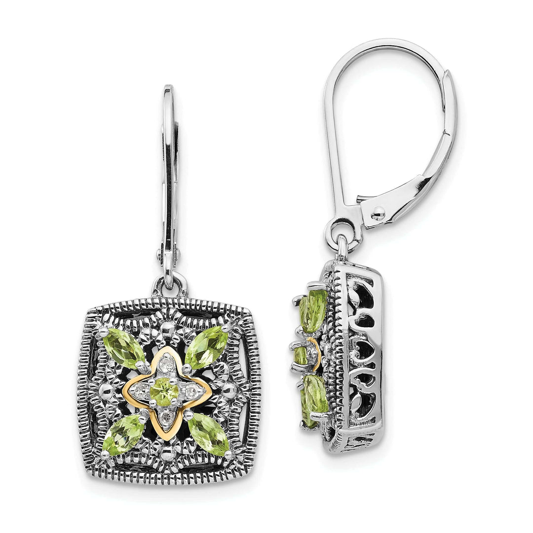 Shey Couture Earrings Sterling Silver Gold Diamond Peridot Earrings