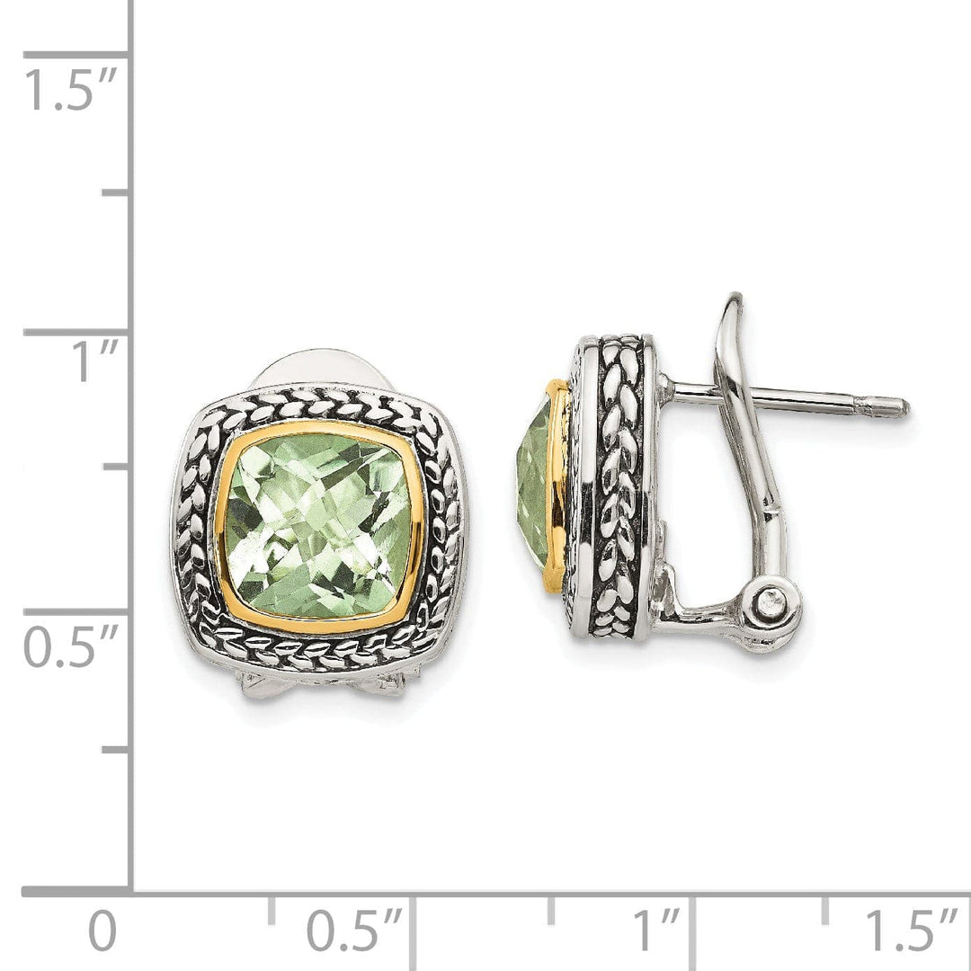 Shey Couture Earrings Sterling Silver Gold Green Amethyst Earrings