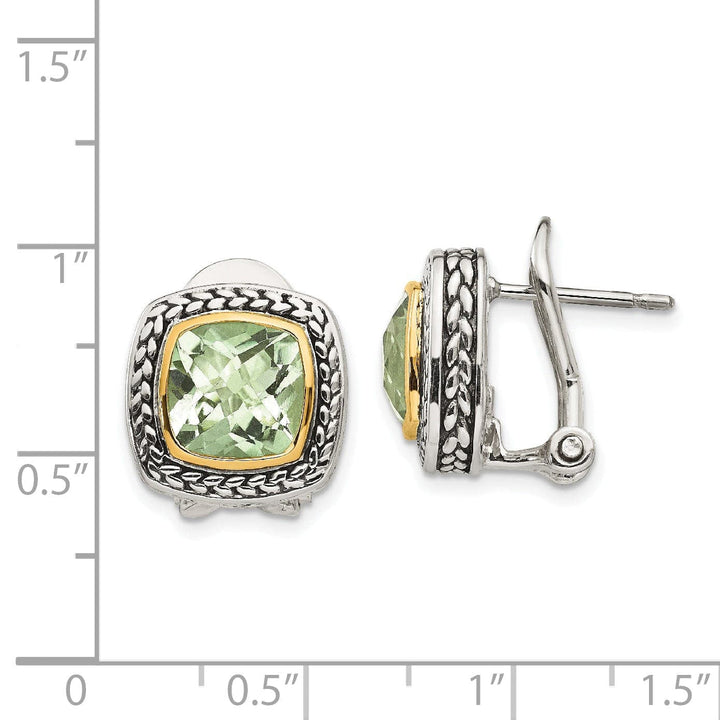 Shey Couture Earrings Sterling Silver Gold Green Amethyst Earrings