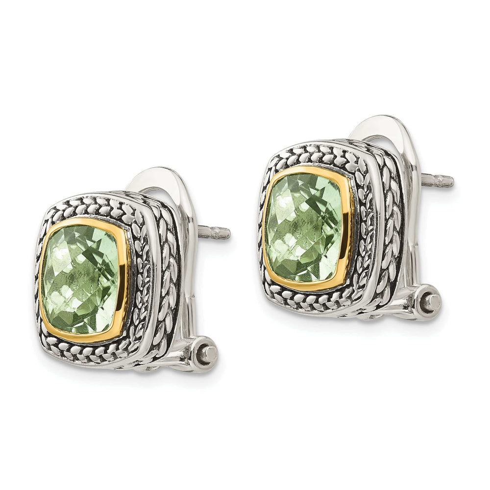 Shey Couture Earrings Sterling Silver Gold Green Amethyst Earrings