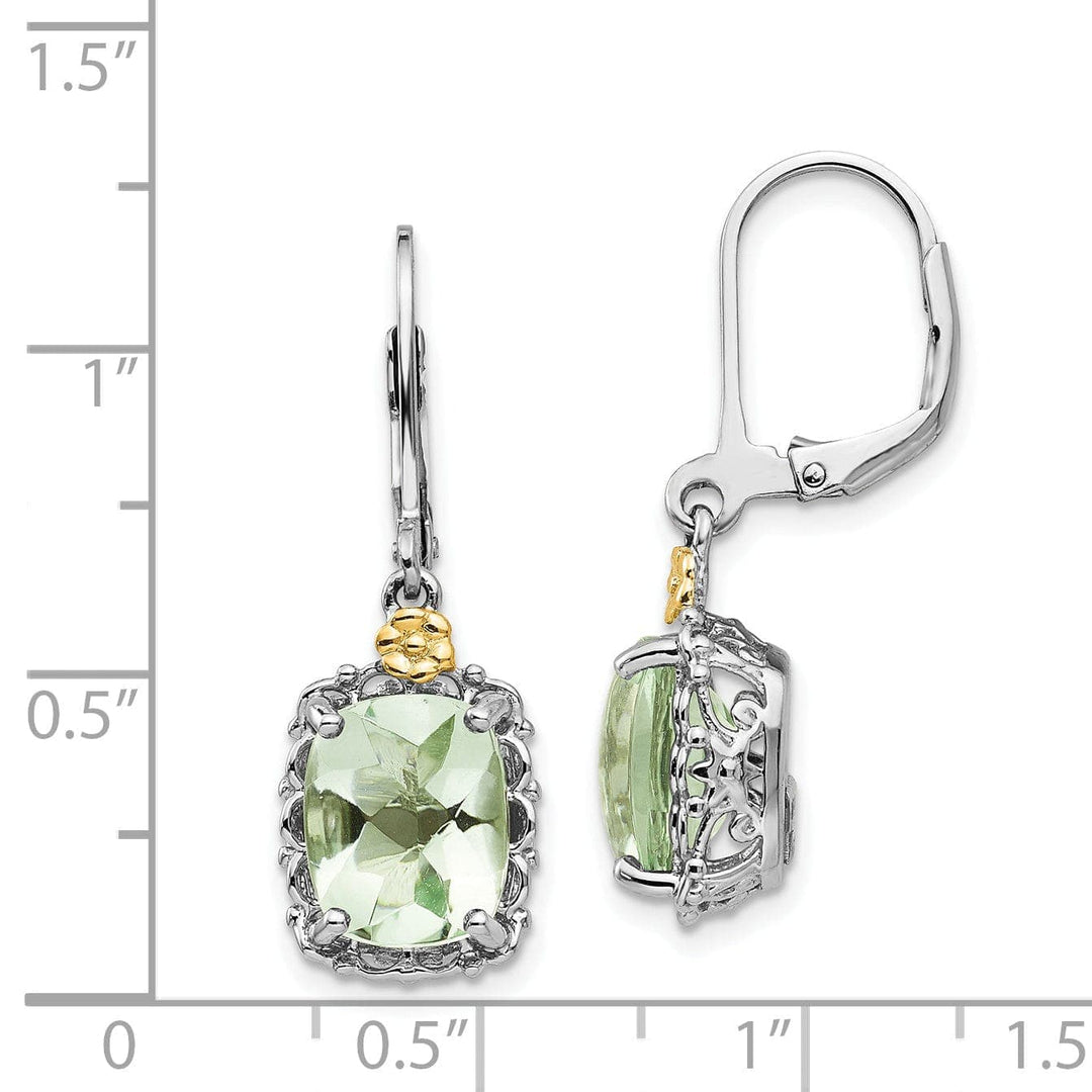 Shey Couture Earrings Sterling Silver Gold Green Quartz Earrings