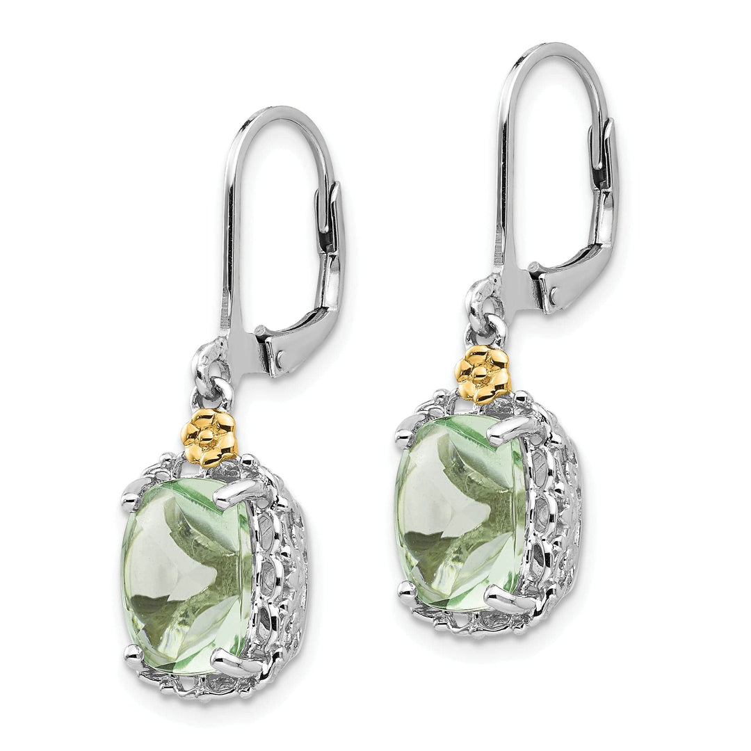 Shey Couture Earrings Sterling Silver Gold Green Quartz Earrings