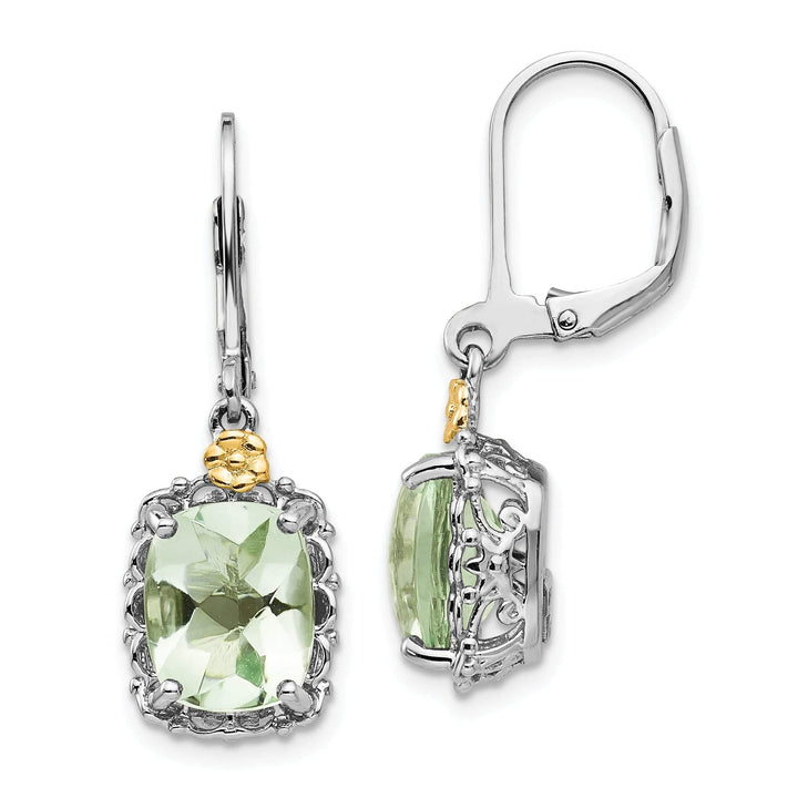 Shey Couture Earrings Sterling Silver Gold Green Quartz Earrings
