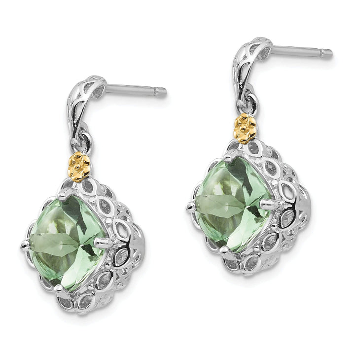 Shey Couture Earrings Sterling Silver Gold Green Quartz Earrings