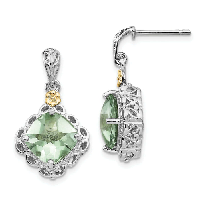 Shey Couture Earrings Sterling Silver Gold Green Quartz Earrings