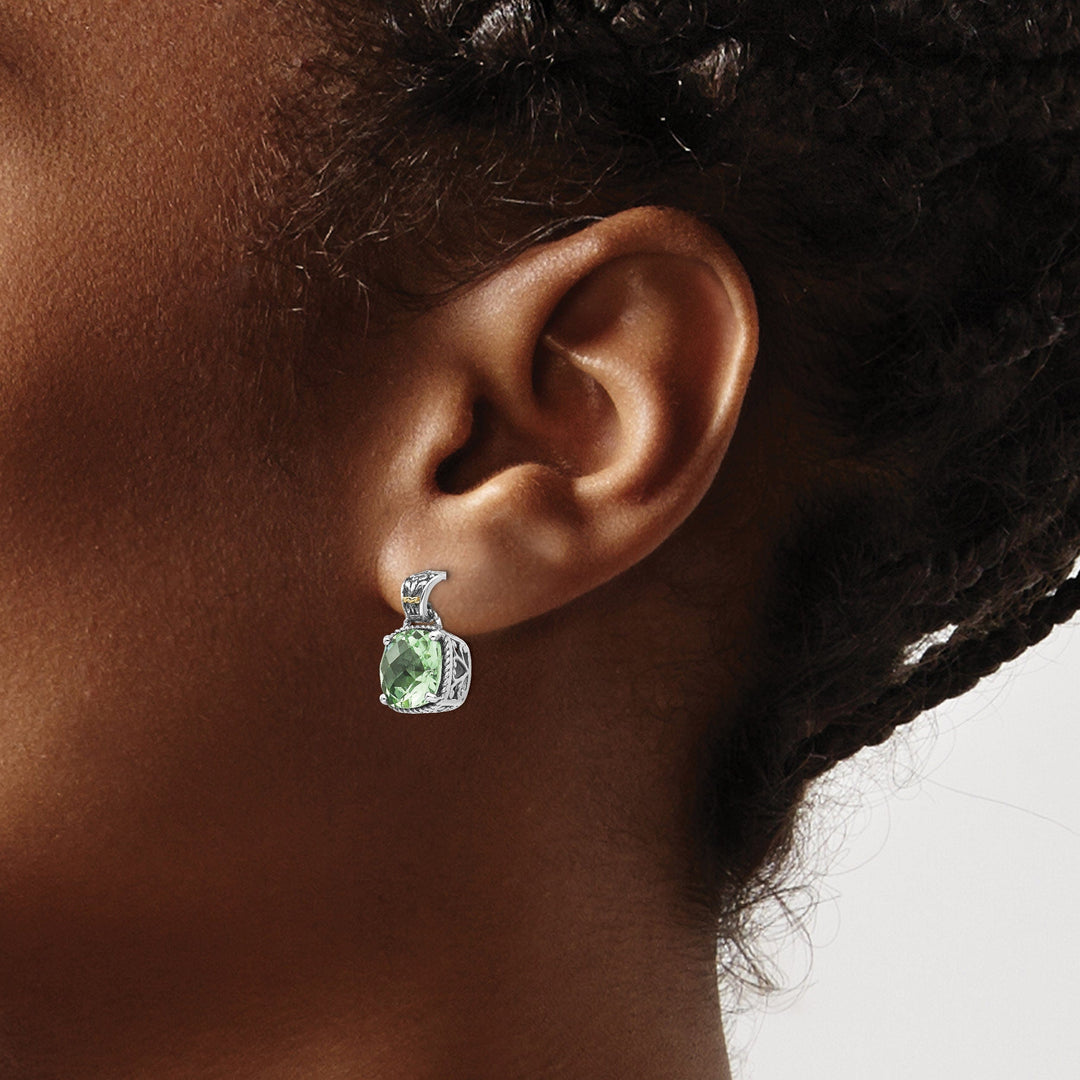Shey Couture Earrings Sterling Silver Gold Green Quartz Earrings