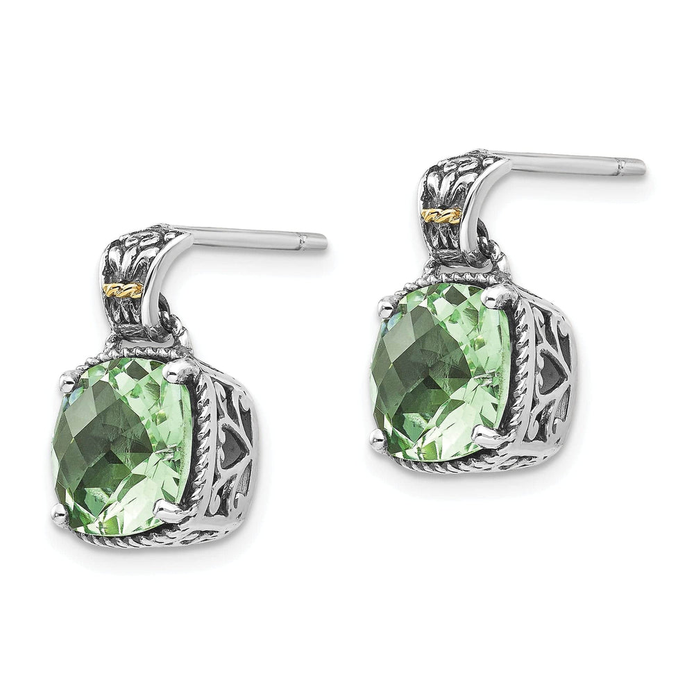 Shey Couture Earrings Sterling Silver Gold Green Quartz Earrings