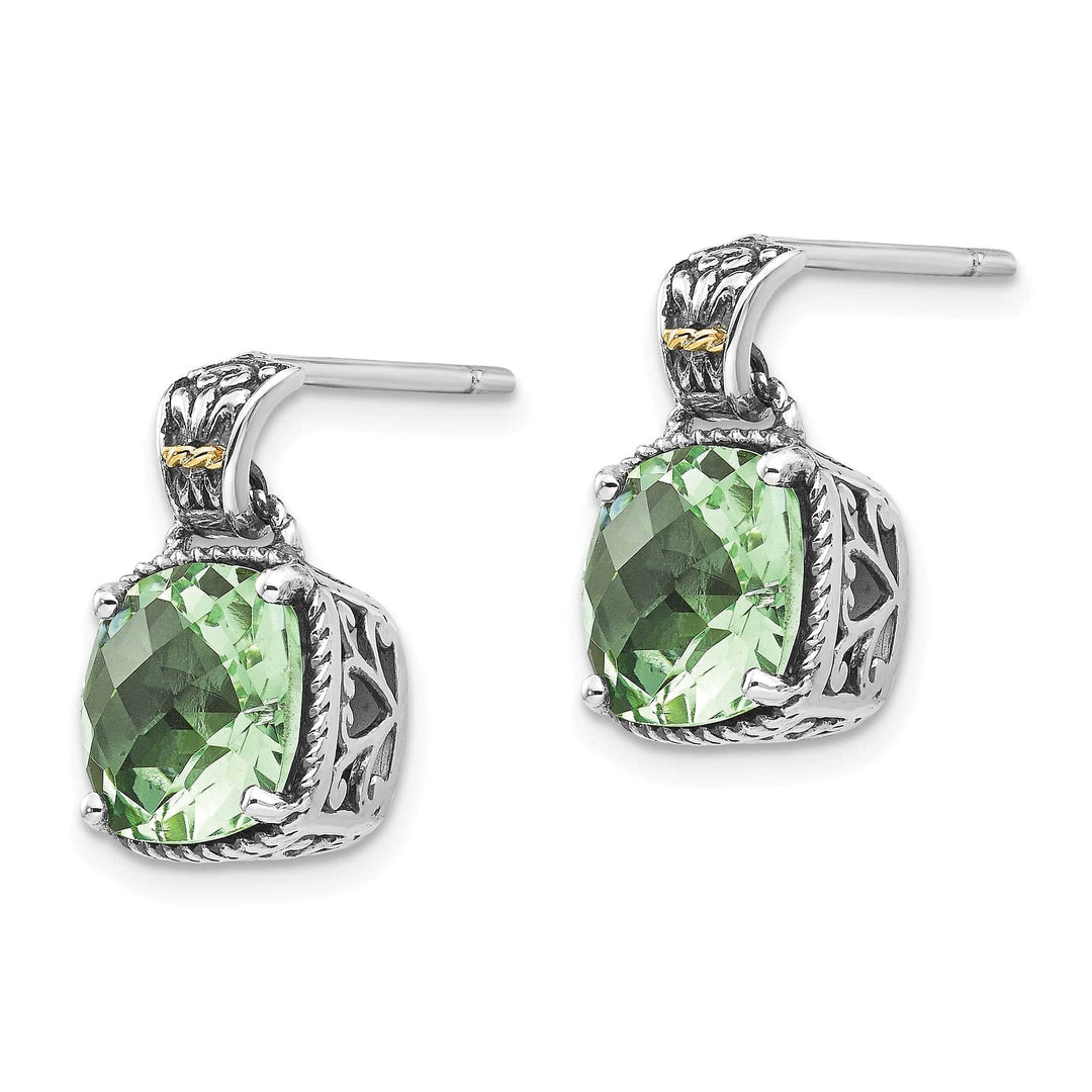 Shey Couture Earrings Sterling Silver Gold Green Quartz Earrings