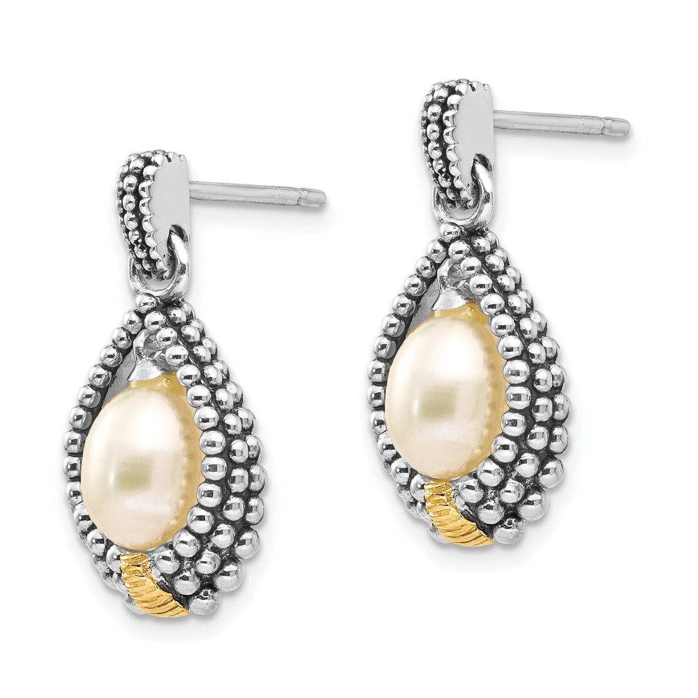 Shey Couture Earrings Sterling Silver Gold Pearl Drop Earrings
