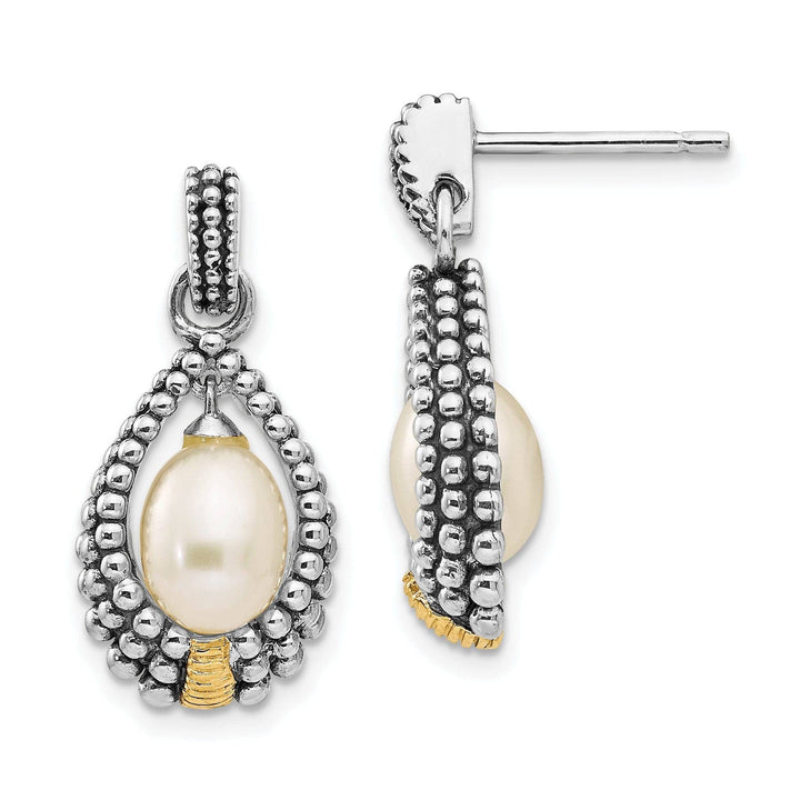 Shey Couture Earrings Sterling Silver Gold Pearl Drop Earrings