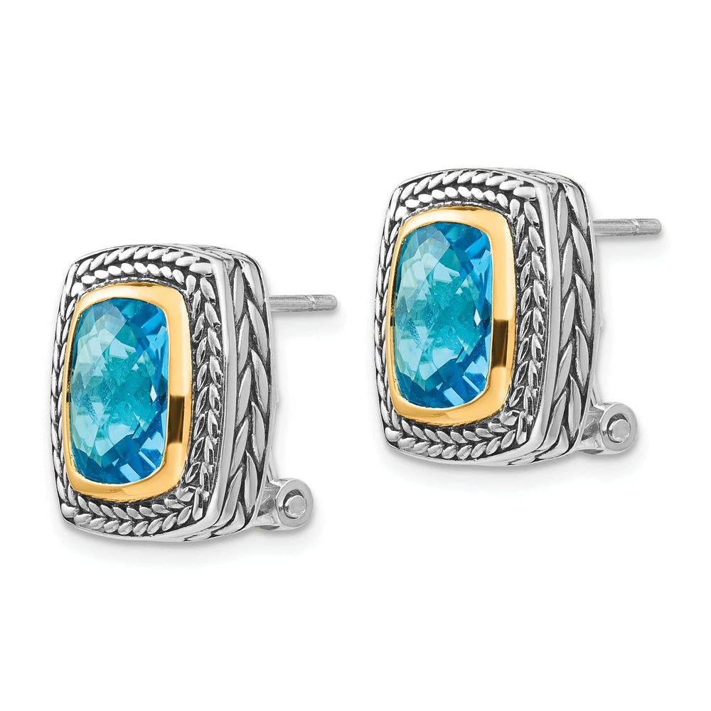 Shey Couture Earrings Sterling Silver Gold Swiss Blue Topaz Earrings
