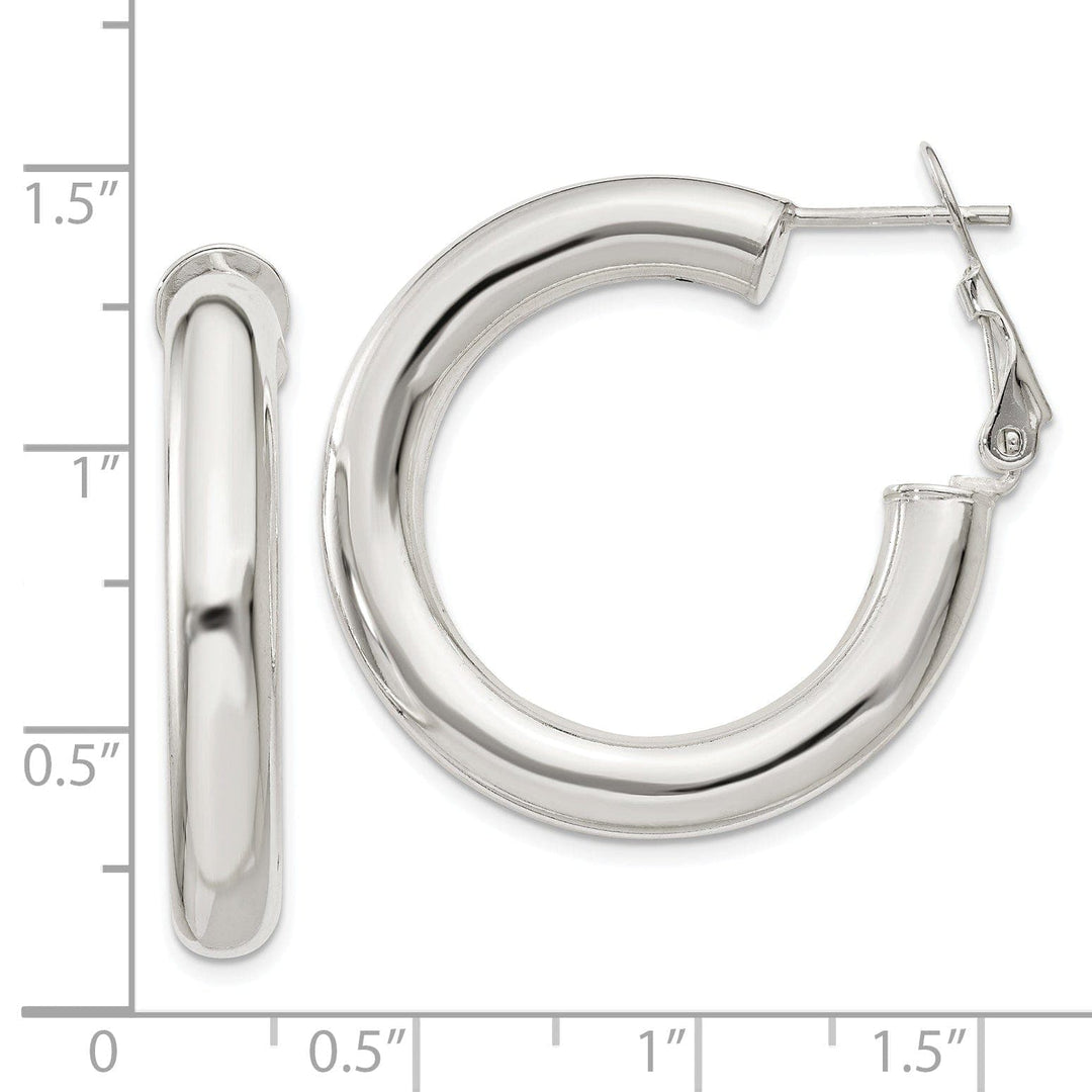 Lovely Rita's Earrings Sterling Silver Hollow Omega Back Hoop Earrings