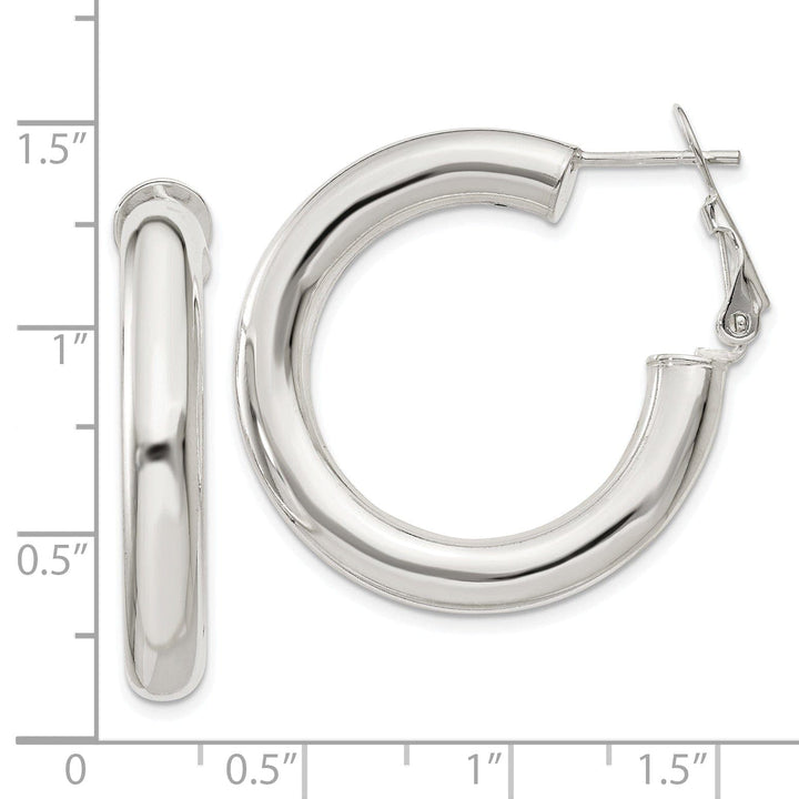 Lovely Rita's Earrings Sterling Silver Hollow Omega Back Hoop Earrings