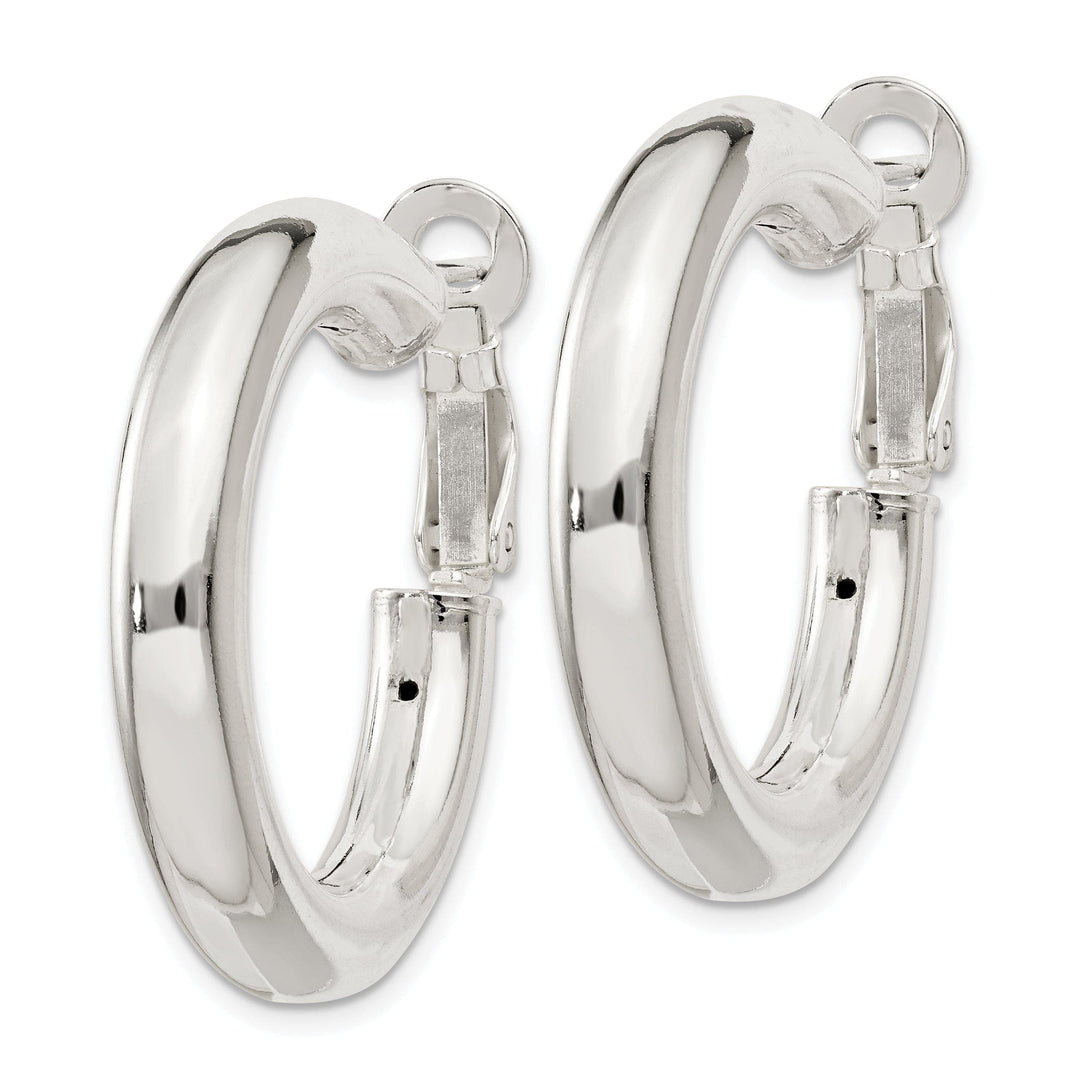 Lovely Rita's Earrings Sterling Silver Hollow Omega Back Hoop Earrings