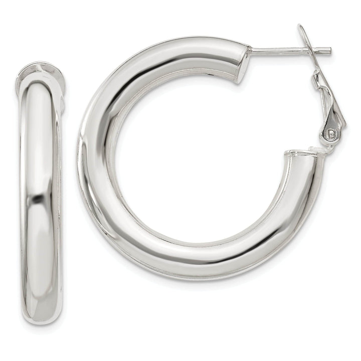Lovely Rita's Earrings Sterling Silver Hollow Omega Back Hoop Earrings