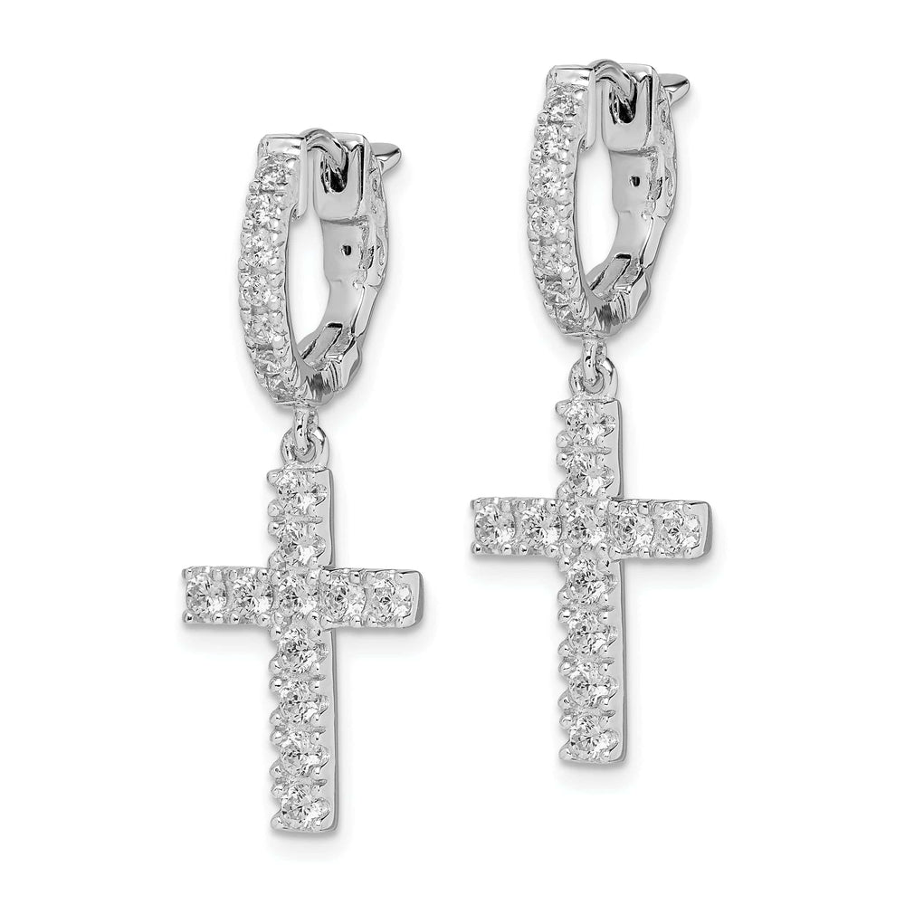 Sterling Shimmer Earrings Sterling Silver Hoop Cross Earrings