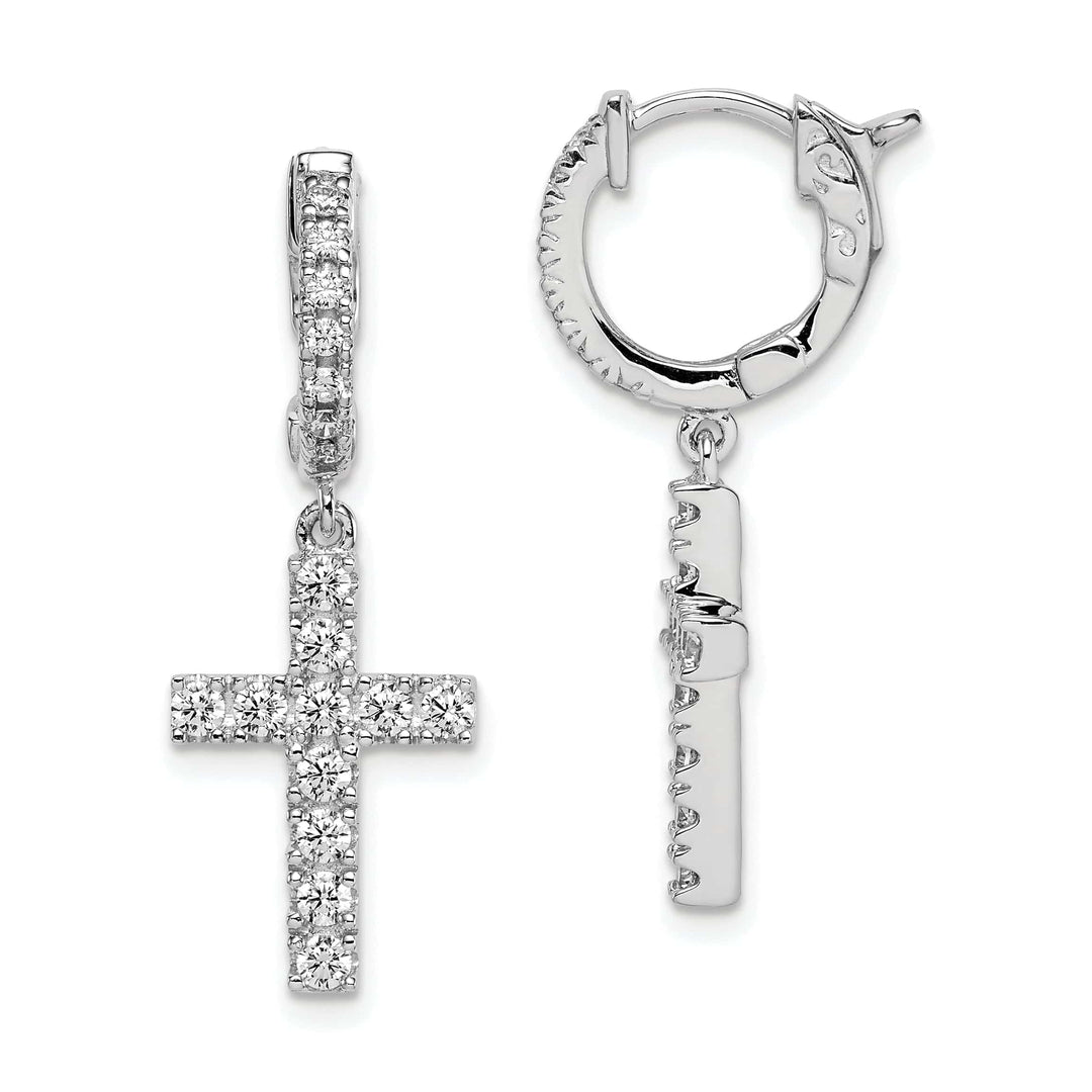 Sterling Shimmer Earrings Sterling Silver Hoop Cross Earrings