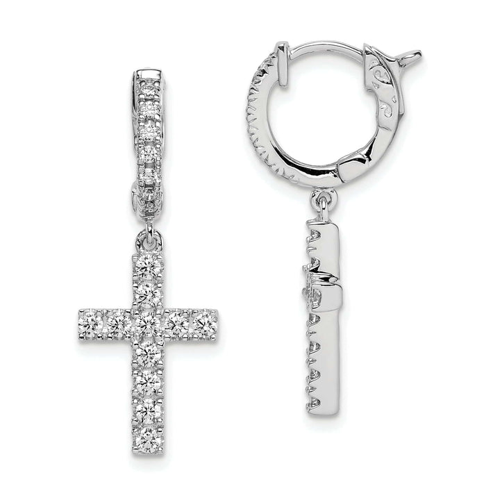 Sterling Shimmer Earrings Sterling Silver Hoop Cross Earrings